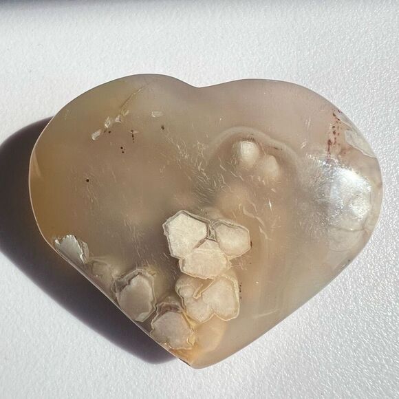 Flower Agate Heart‎ Carving (#8) - Picture 6 of 11